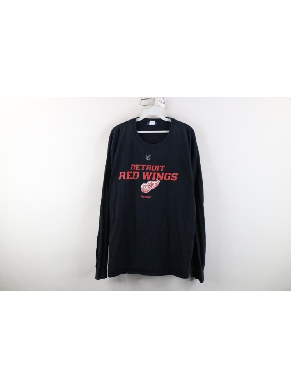 Vtg Reebok Mens Large Faded Detroit Red Wings Hockey Long Sleeve T-Shirt Black